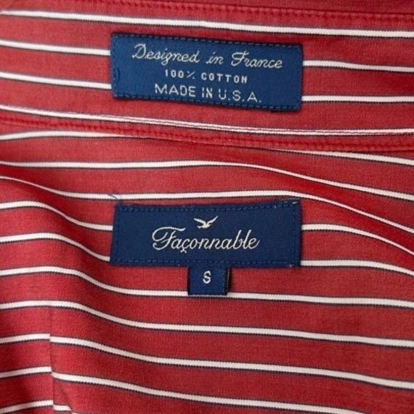 Vintage Faconnable Red‎ Striped Button Down Shirt Size Small - Picture 9 of 10